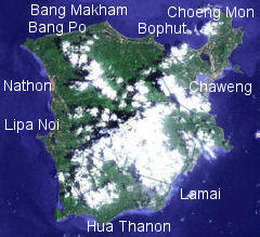 Map of Koh Samui showing locations of projects of Absolute Project Management